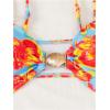 image:imageWomens 3 Piece Floral Cheeky Bikini Sets Halter String Swimsuit with Mesh Beach Cover Up SkirtBlue Orange