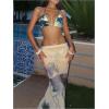 image:imageWomens 3 Piece Floral Cheeky Bikini Sets Halter String Swimsuit with Mesh Beach Cover Up SkirtDusty Blue