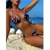 image:imageWomens 3 Piece Floral Cheeky Bikini Sets Halter String Swimsuit with Mesh Beach Cover Up SkirtMix Brown