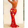image:imageWomens 3 Piece Floral Cheeky Bikini Sets Halter String Swimsuit with Mesh Beach Cover Up SkirtMix Red