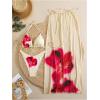 image:imageWomens 3 Piece Floral Cheeky Bikini Sets Halter String Swimsuit with Mesh Beach Cover Up SkirtYellow