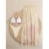 image:imageWomens 3 Piece Floral Cheeky Bikini Sets Halter String Swimsuit with Mesh Beach Cover Up SkirtYellow