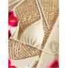 image:imageWomens 3 Piece Floral Cheeky Bikini Sets Halter String Swimsuit with Mesh Beach Cover Up SkirtYellow