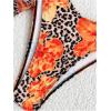 image:imageWomens 4 Piece Swimsuits Floral Cheetah Bikini Sets Bathing Suit with Mesh Cover Up Skirt amp BandanaMulticolor Orange