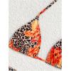 image:imageWomens 4 Piece Swimsuits Floral Cheetah Bikini Sets Bathing Suit with Mesh Cover Up Skirt amp BandanaMulticolor Orange