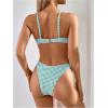 image:imageWomens Gingham High Cut Bikini Set 2 Piece Bowknot Spaghetti Strap Plaid Swimsuits Summer BeachwearBlue