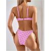 image:imageWomens Gingham High Cut Bikini Set 2 Piece Bowknot Spaghetti Strap Plaid Swimsuits Summer BeachwearPink