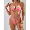 image:imageWomens Gingham High Cut Bikini Set 2 Piece Bowknot Spaghetti Strap Plaid Swimsuits Summer BeachwearRed