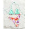 image:imageWomens High Waisted Bikini Sets Floral Halter Triangle Two Piece Swimsuits Cheeky Bathing SuitLight Orange