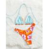 image:imageWomens High Waisted Bikini Sets Floral Halter Triangle Two Piece Swimsuits Cheeky Bathing SuitOrange