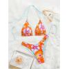 image:imageWomens High Waisted Bikini Sets Floral Halter Triangle Two Piece Swimsuits Cheeky Bathing SuitOrange