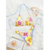 image:imageWomens High Waisted Bikini Sets Floral Halter Triangle Two Piece Swimsuits Cheeky Bathing SuitYellow