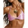 image:imageWomens Metallic Bikini Top Triangle String Tie Back Halter Swim Rave Tops Vacation BeachwearPink
