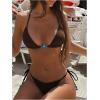 image:imageWomens Pearl Beaded Cheeky Micro Bikini Sets High Cut Triangle String Thong SwimsuitsBrown