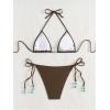 image:imageWomens Pearl Beaded Cheeky Micro Bikini Sets High Cut Triangle String Thong SwimsuitsBrown