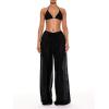 image:imageWomens Sheer Mesh Swimsuit Cover Up Drawstring Waist Wide Leg Loose Beach PantsBlack