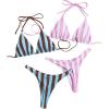 image:image2 Pack Leopard Print Bikini Sets Halter Triangle Top Brazilian Bottom Animal Print Swimwear BundlePink White and Blue