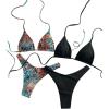 image:image2 Pack Leopard Print Bikini Sets Halter Triangle Top Brazilian Bottom Animal Print Swimwear BundleSnake and Black