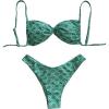image:imageWomens 2 Piece Bikini Sets Geometrical Floral Print Twist Front Bras and High Waisted Thongs SwimwearMulticolor