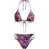image:imageWomens 2 Piece Leopard Floral Bikini Sets Ring Triangle Halter Bathing Suit Tie Back SwimsuitMulticolor Floral