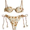 image:imageWomens 2 Piece Tropical Underwire Bathing Suit Spaghetti Strap Push Up Swimsuit Boho Bikini SetsBeige