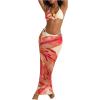 image:imageWomens 3 Piece Floral Cheeky Bikini Sets Halter String Swimsuit with Mesh Beach Cover Up SkirtPink Multicolor
