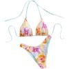 image:imageWomens High Waisted Bikini Sets Floral Halter Triangle Two Piece Swimsuits Cheeky Bathing SuitMulticolor