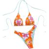 image:imageWomens High Waisted Bikini Sets Floral Halter Triangle Two Piece Swimsuits Cheeky Bathing SuitOrange