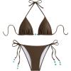image:imageWomens Pearl Beaded Cheeky Micro Bikini Sets High Cut Triangle String Thong SwimsuitsBrown
