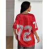 image:imageJersey Shirts for Women Number Graphic V Neck Oversized Tshirts Y2k Football Jersey StreetwearDark Red