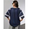 image:imageJersey Shirts for Women Number Graphic V Neck Oversized Tshirts Y2k Football Jersey StreetwearDeep Blue