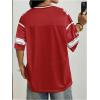 image:imageJersey Shirts for Women Number Graphic V Neck Oversized Tshirts Y2k Football Jersey StreetwearDeep Red