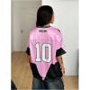 image:imageJersey Shirts for Women Number Graphic V Neck Oversized Tshirts Y2k Football Jersey StreetwearLight Hot Pink