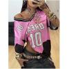 image:imageJersey Shirts for Women Number Graphic V Neck Oversized Tshirts Y2k Football Jersey StreetwearLight Hot Pink