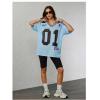 image:imageJersey Shirts for Women Number Graphic V Neck Oversized Tshirts Y2k Football Jersey StreetwearNumber Blue