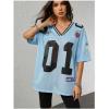 image:imageJersey Shirts for Women Number Graphic V Neck Oversized Tshirts Y2k Football Jersey StreetwearNumber Blue