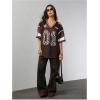 image:imageJersey Shirts for Women Number Graphic V Neck Oversized Tshirts Y2k Football Jersey StreetwearNumber Brown