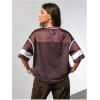 image:imageJersey Shirts for Women Number Graphic V Neck Oversized Tshirts Y2k Football Jersey StreetwearNumber Brown