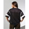 image:imageJersey Shirts for Women Number Graphic V Neck Oversized Tshirts Y2k Football Jersey StreetwearNumber Graphic Black