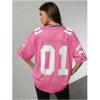image:imageJersey Shirts for Women Number Graphic V Neck Oversized Tshirts Y2k Football Jersey StreetwearNumber Hot Pink