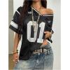 image:imageJersey Shirts for Women Number Graphic V Neck Oversized Tshirts Y2k Football Jersey StreetwearNumber Print Black