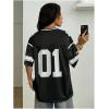 image:imageJersey Shirts for Women Number Graphic V Neck Oversized Tshirts Y2k Football Jersey StreetwearNumber Print Black