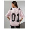 image:imageJersey Shirts for Women Number Graphic V Neck Oversized Tshirts Y2k Football Jersey StreetwearNumber Print Pink