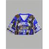 image:imageJersey Shirts for Women Number Print V Neck Mesh Cropped Jersey Y2k Oversized Tshirts StreetwearBlue