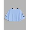 image:imageJersey Shirts for Women Number Print V Neck Mesh Cropped Jersey Y2k Oversized Tshirts StreetwearBlue Black