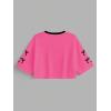 image:imageJersey Shirts for Women Number Print V Neck Mesh Cropped Jersey Y2k Oversized Tshirts StreetwearHot Pink