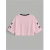 image:imageJersey Shirts for Women Number Print V Neck Mesh Cropped Jersey Y2k Oversized Tshirts StreetwearPink