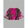 image:imageJersey Shirts for Women Number Print V Neck Mesh Cropped Jersey Y2k Oversized Tshirts StreetwearPink Graphic