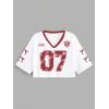image:imageJersey Shirts for Women Number Print V Neck Mesh Cropped Jersey Y2k Oversized Tshirts StreetwearWhite