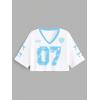 image:imageJersey Shirts for Women Number Print V Neck Mesh Cropped Jersey Y2k Oversized Tshirts StreetwearWhite Blue